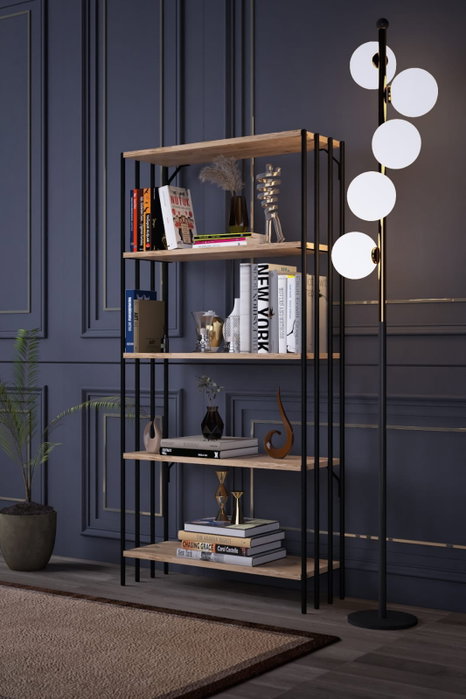 Hanah Home Verona Estantería Negro y Pino Atlántico Hanah Home Verona Estantería Negro y Pino Atlántico